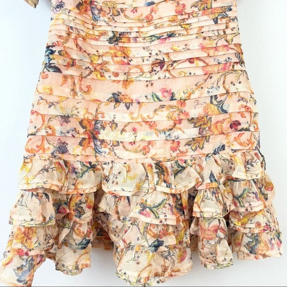 Beulah Dress Summer Mini Floral Ruffle Puff Sleeve Zimmermann Dupe - Picture 11 of 13